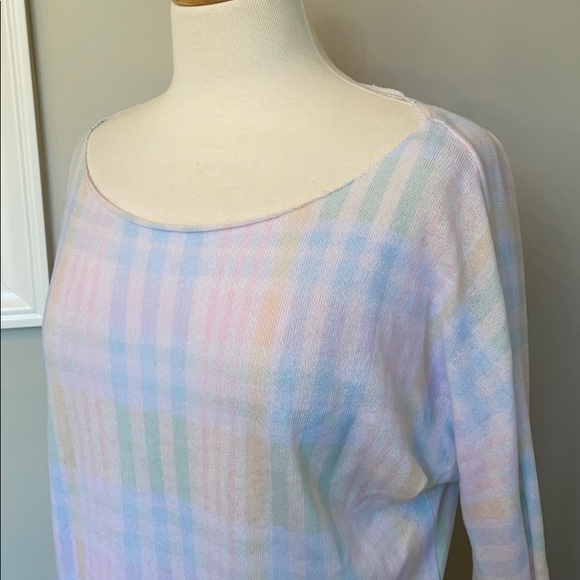 Wildfox Pastel Plaid Knit Raw Hem Sweater - Picture 11 of 12